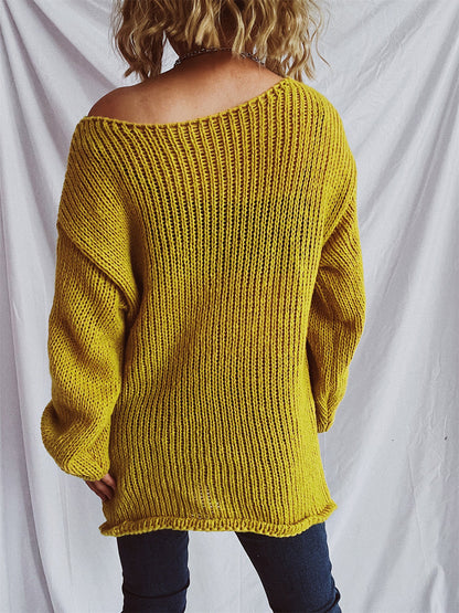 Boat Neck Dropped Shoulder Sweater